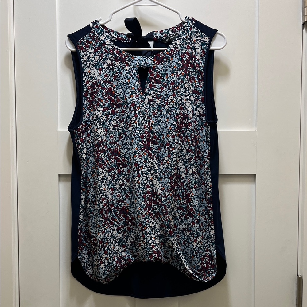 41 Hawthorn Navy and Burgundy Floral Blouse